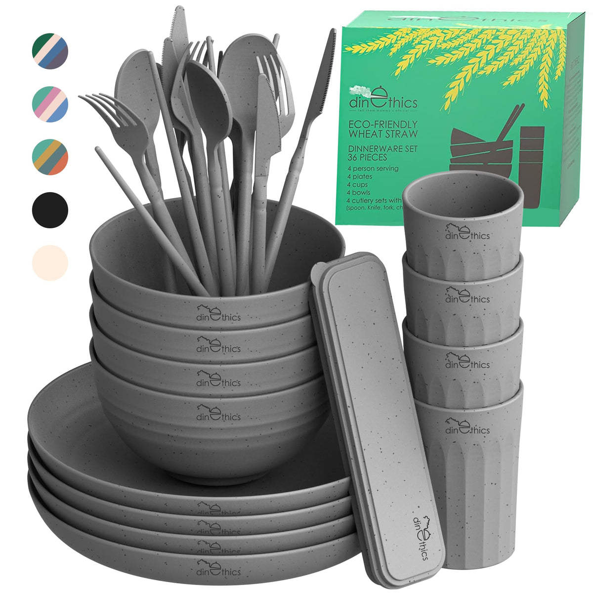 DINETHICS Wheatstraw plate-yellow—durable, lightweight for daily meals and outdoor use.