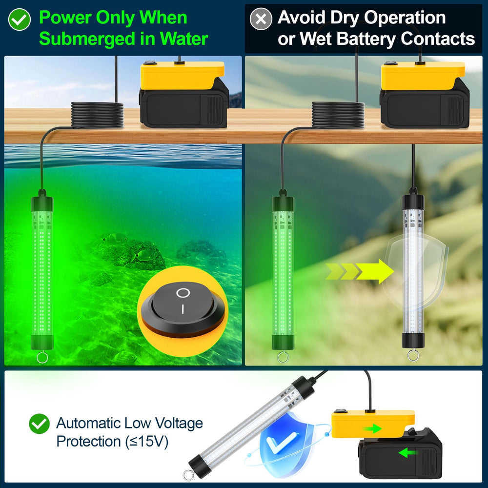 Durable submersible light with 50cm power cable and copper brackets