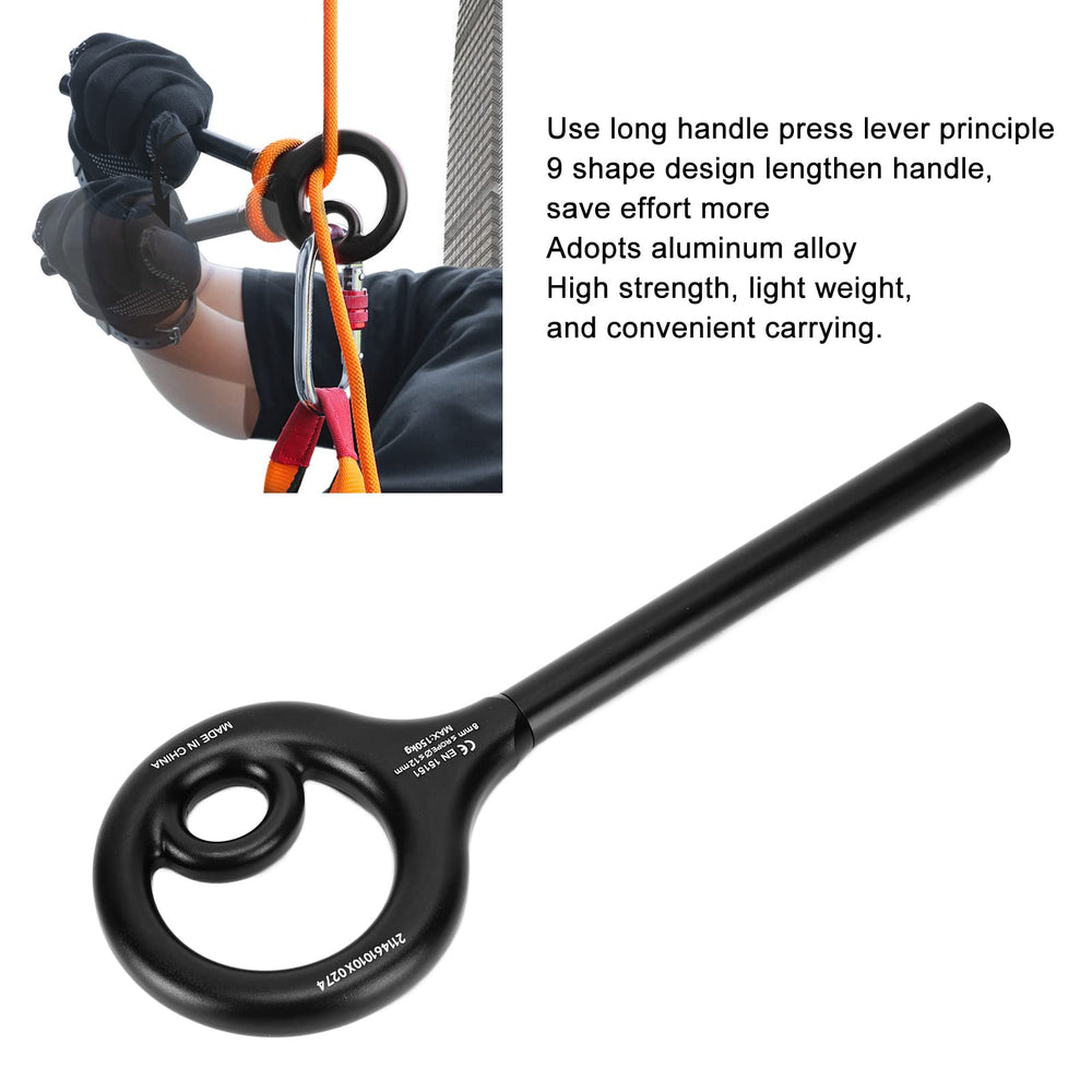 Dioche 9-shape descender in action showing lever-based descent control
