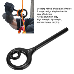 Dioche 9-shape descender in action showing lever-based descent control