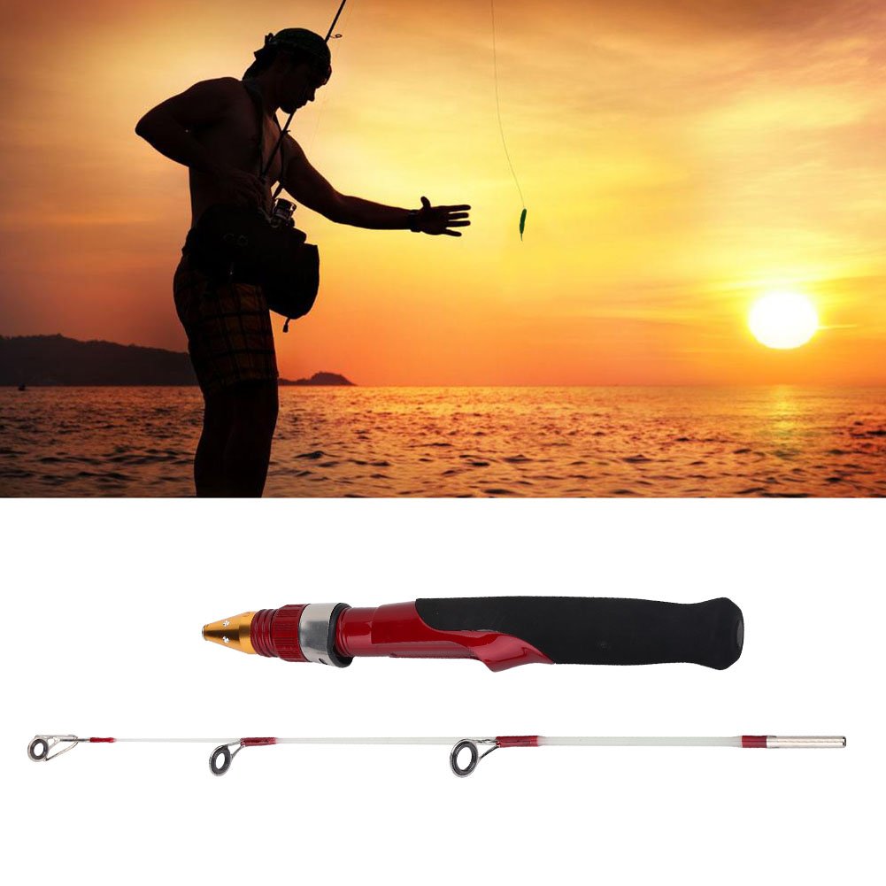 Dioche ice fishing rod with metal rings and smooth surface for line control.