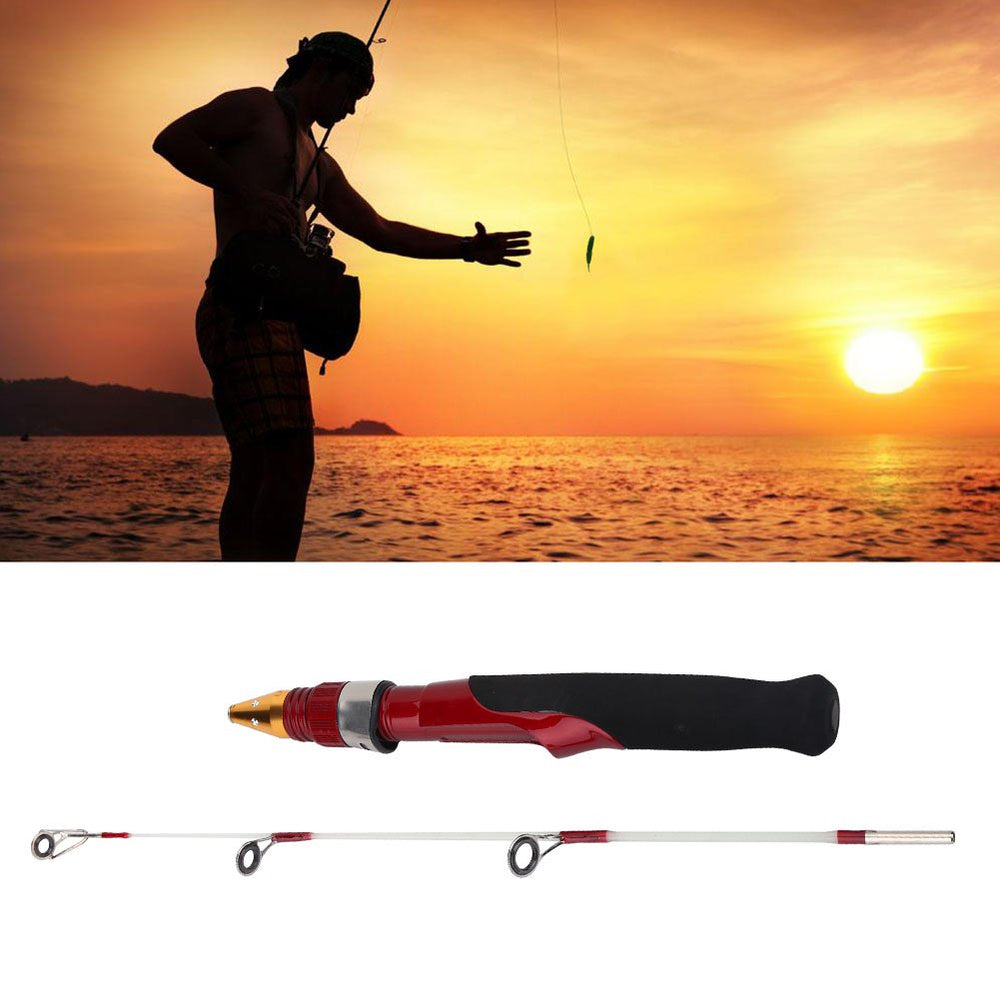 Dioche ice fishing rod with metal rings and smooth surface for line control.
