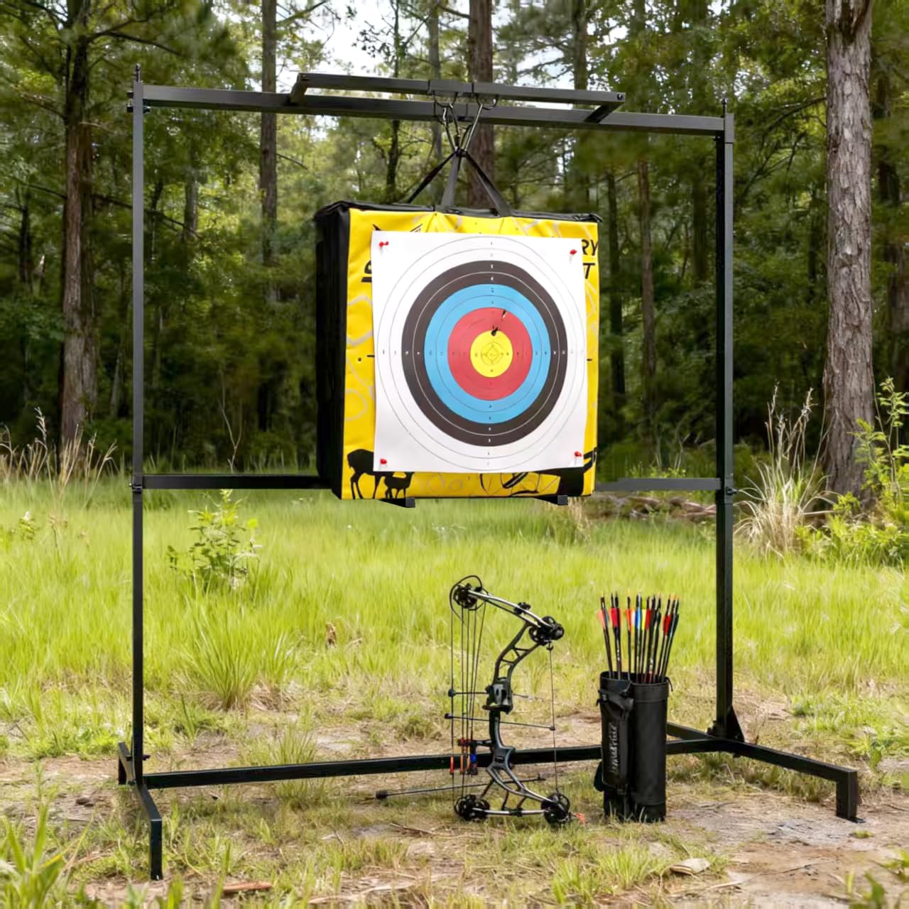 DIOLILI Archery Stand with balloon target setup supports varied practice.