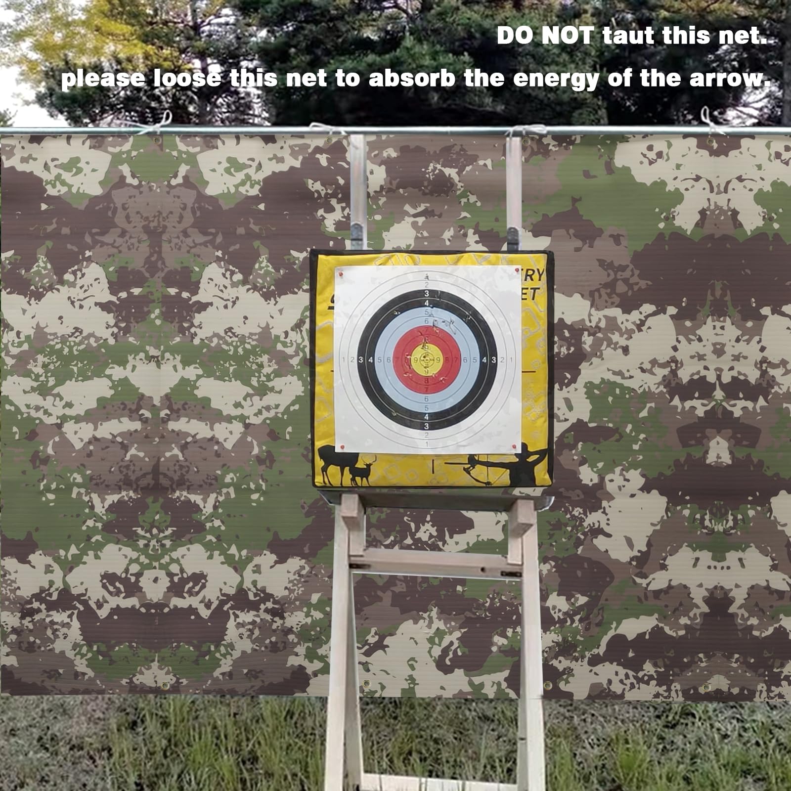 DIOLILI camouflage backstop quick setup with rope and hooks saves time for more shooting.