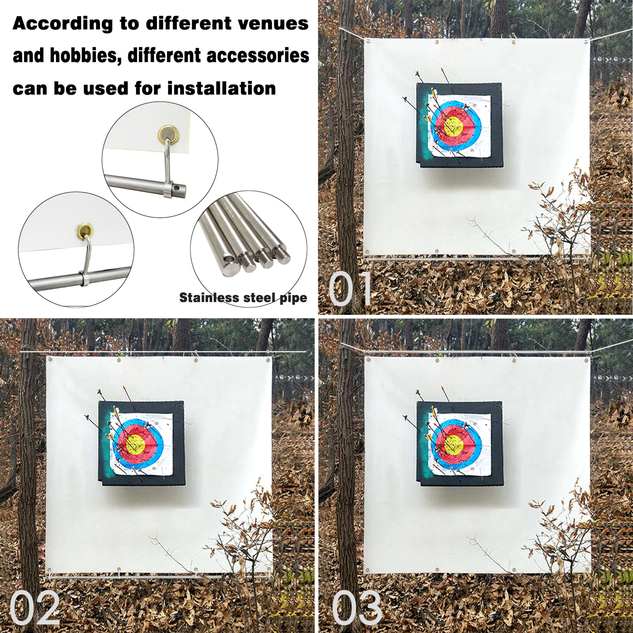 Diolili slingshot durable-fiber-cloth backstop resists arrow impacts for long-lasting use.