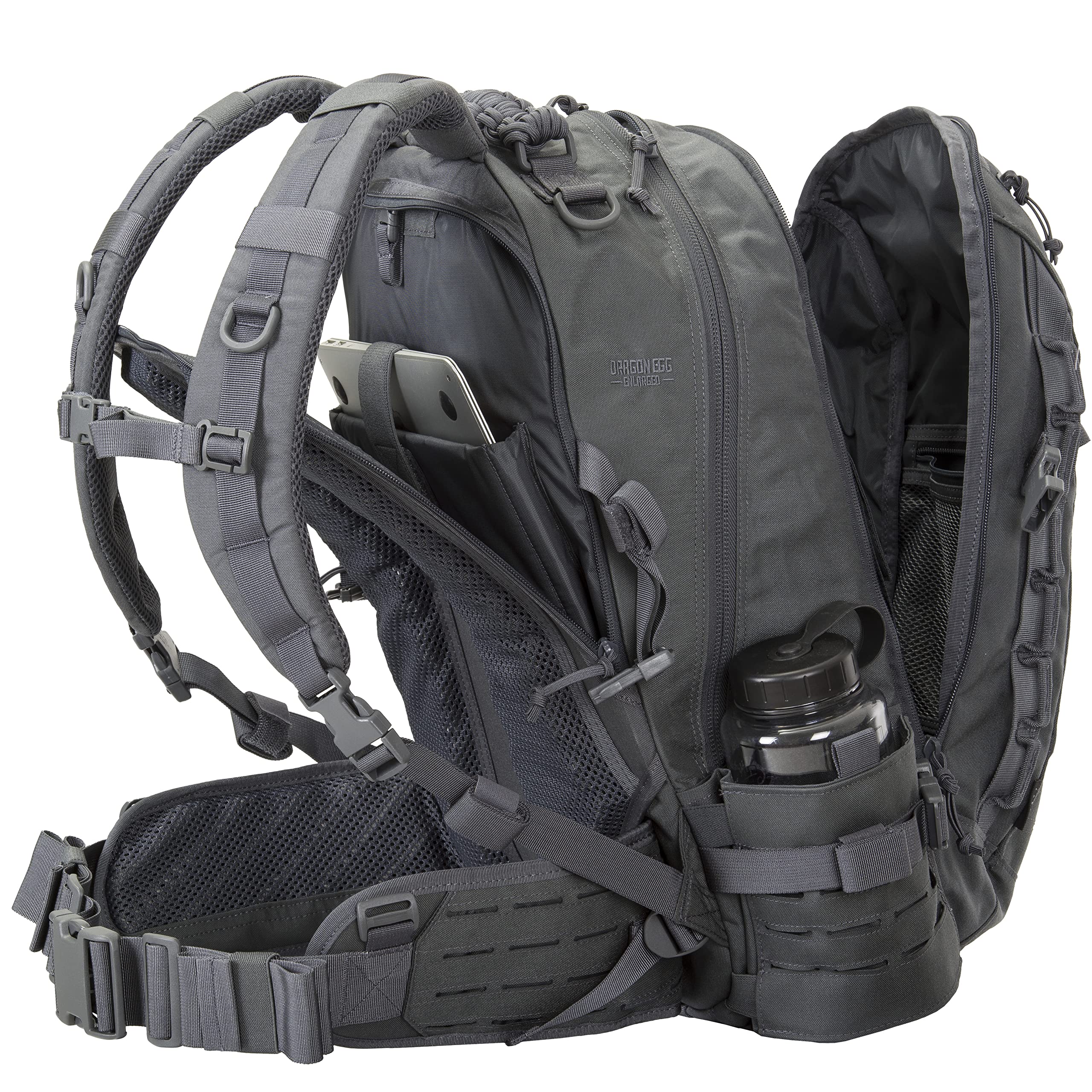 Direct Action Dragon Egg Enlarged Shadow Grey 30L interior organizer keeps gear tidy.