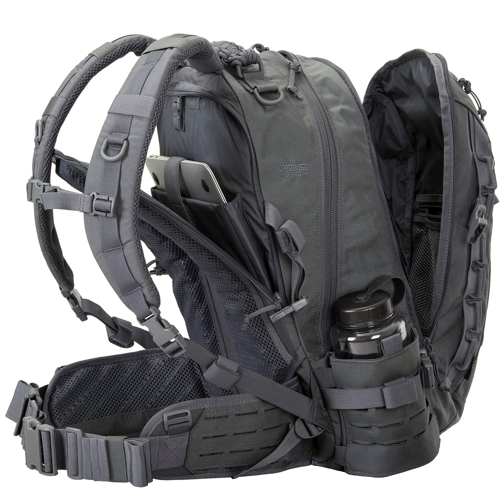 Direct Action Dragon Egg Enlarged Shadow Grey 30L interior organizer keeps gear tidy.
