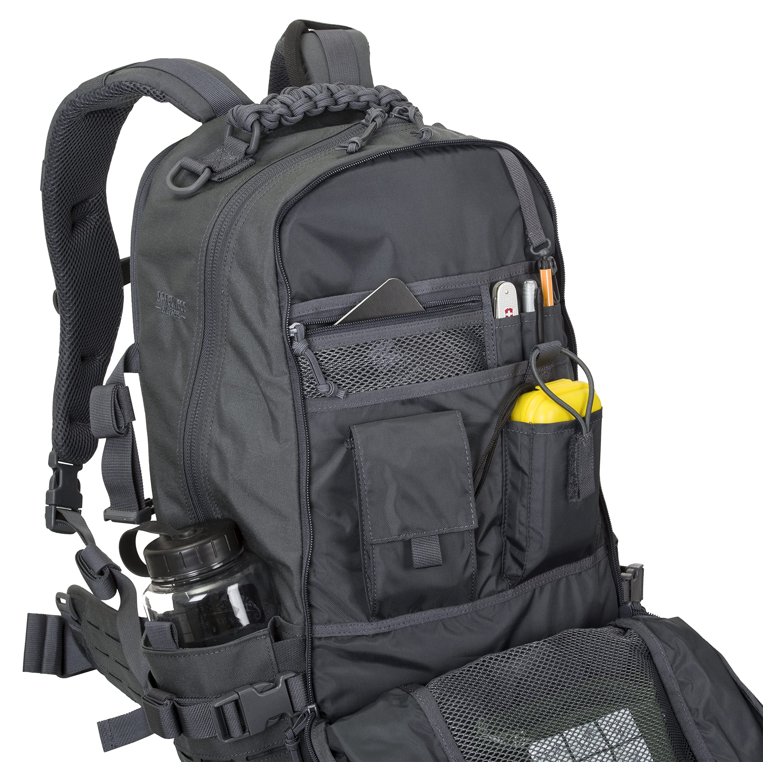 Direct Action Dragon Egg Enlarged Shadow Grey 30L removable hip belt for versatile wear.