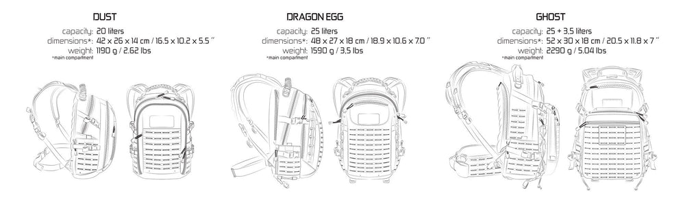 Direct Action Dragon Egg Mk II compact 25L pack with ergonomic straps.