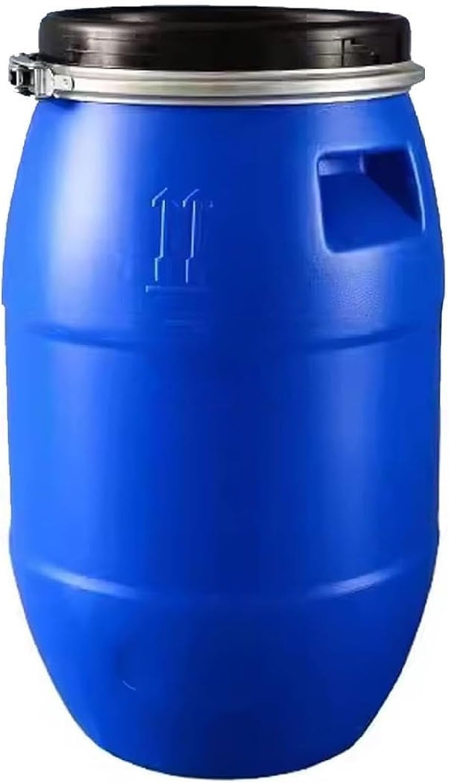 DIROVO large blue open-top storage barrel with lid for secure storage.