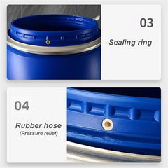 DIROVO stackable blue barrel saves space in warehouses and garages.