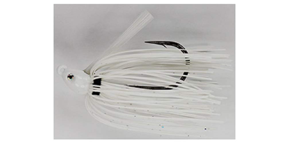 Dirty Jigs NJSJWI-38 No-Jack Swim Jig in white, ideal for thick vegetation and cover.