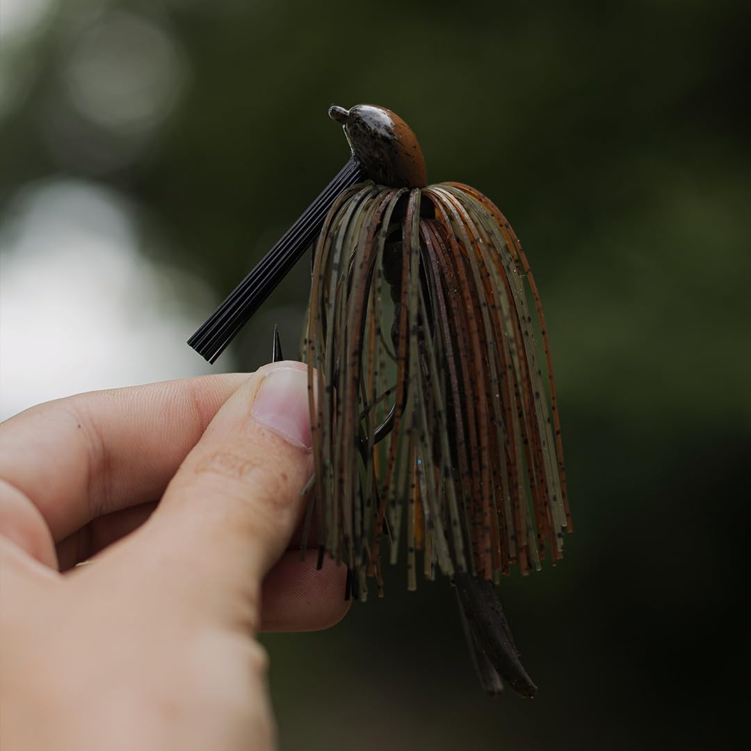 High-detail skirts mimic forage for bass in stained water.