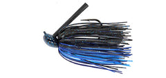 Dirty Jigs Tour Level Pitchin' Jig in black and blue for weedless presentation around heavy cover.
