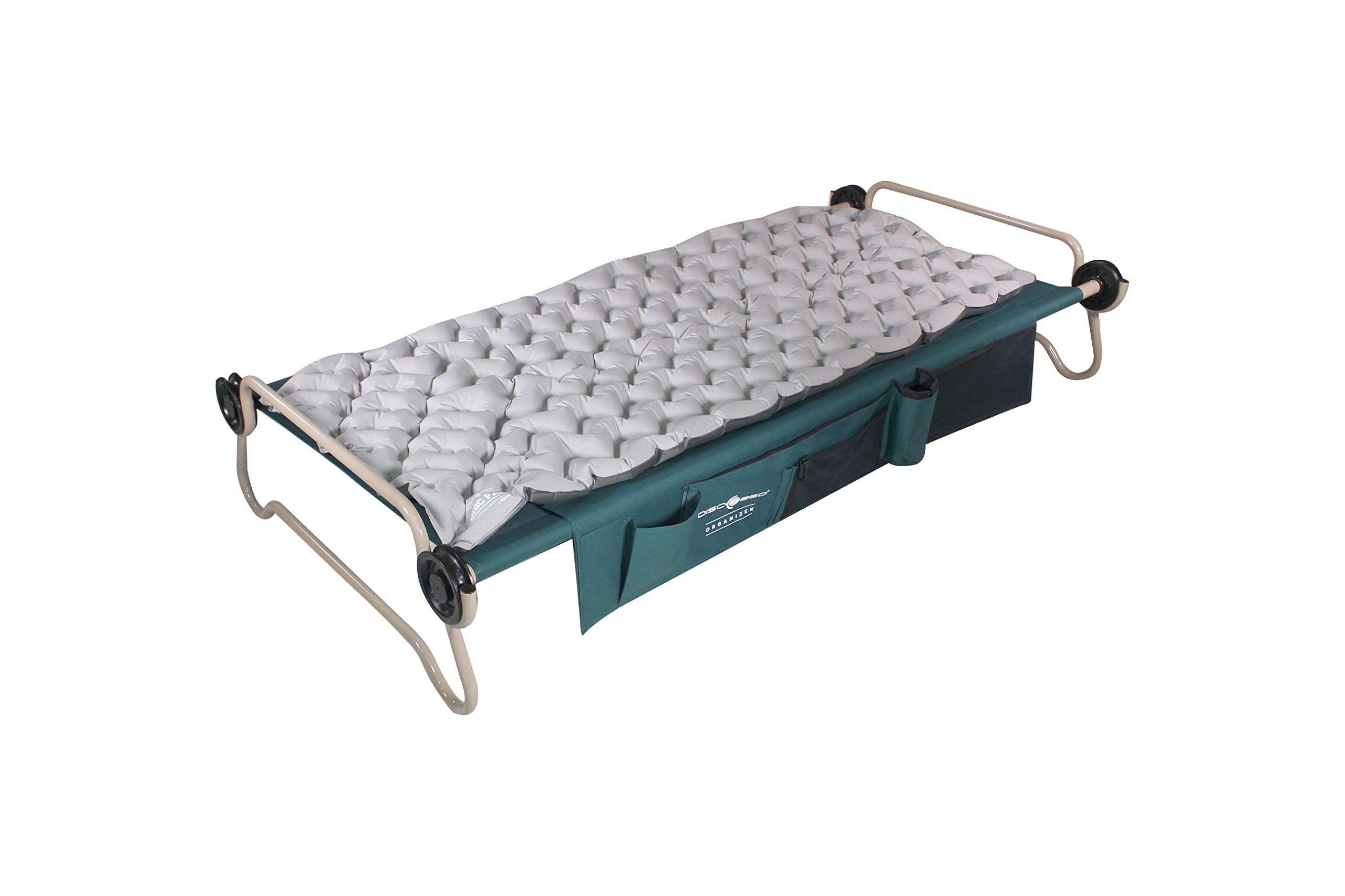 Disc-O-Bed XL quilted disc-pad inflates quickly for fast campsite setup.