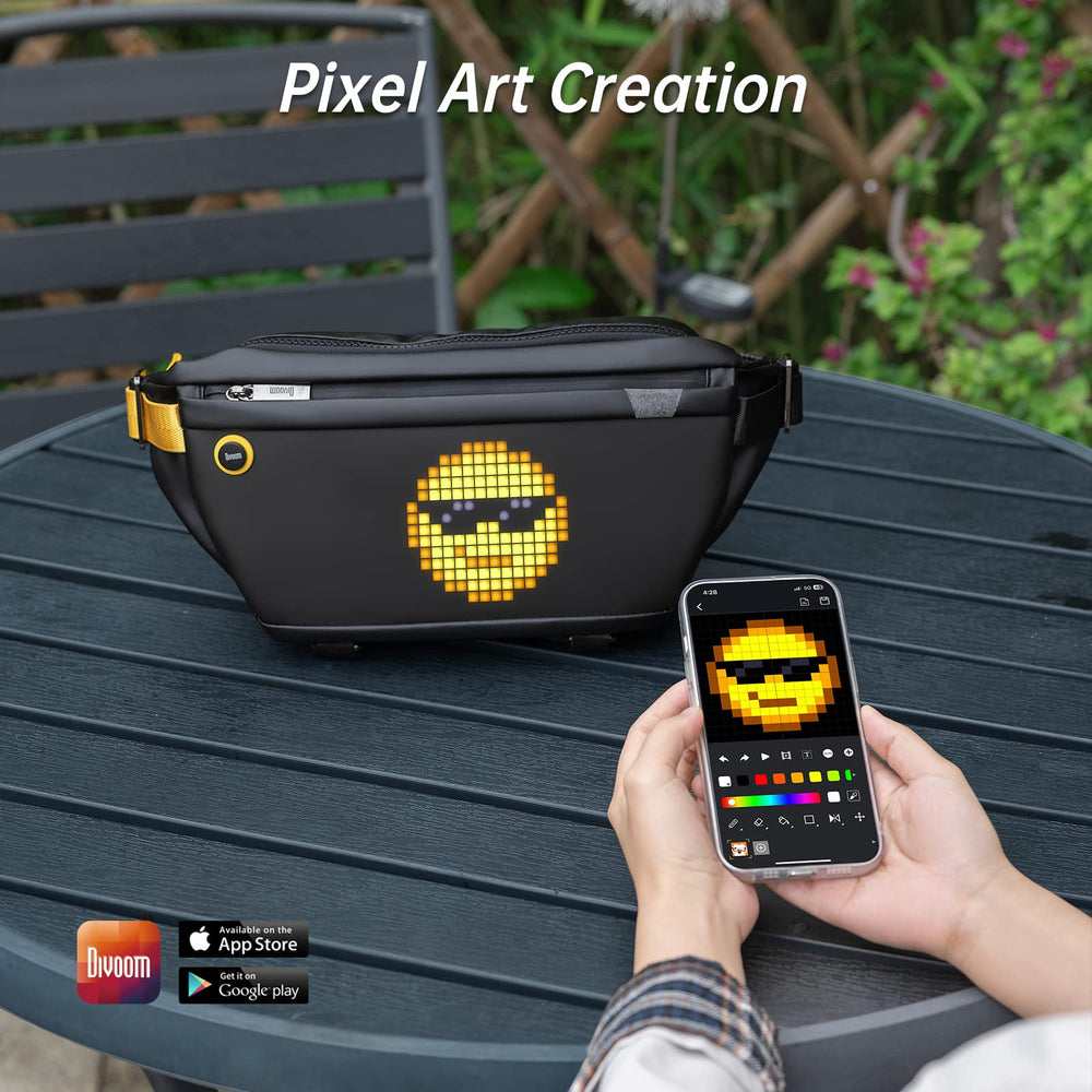 Divoom Sling Bag front compartments open for phone and power bank
