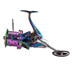 Diwa 10000 front view spinning reel shows the sturdy metal body for tough fishing.