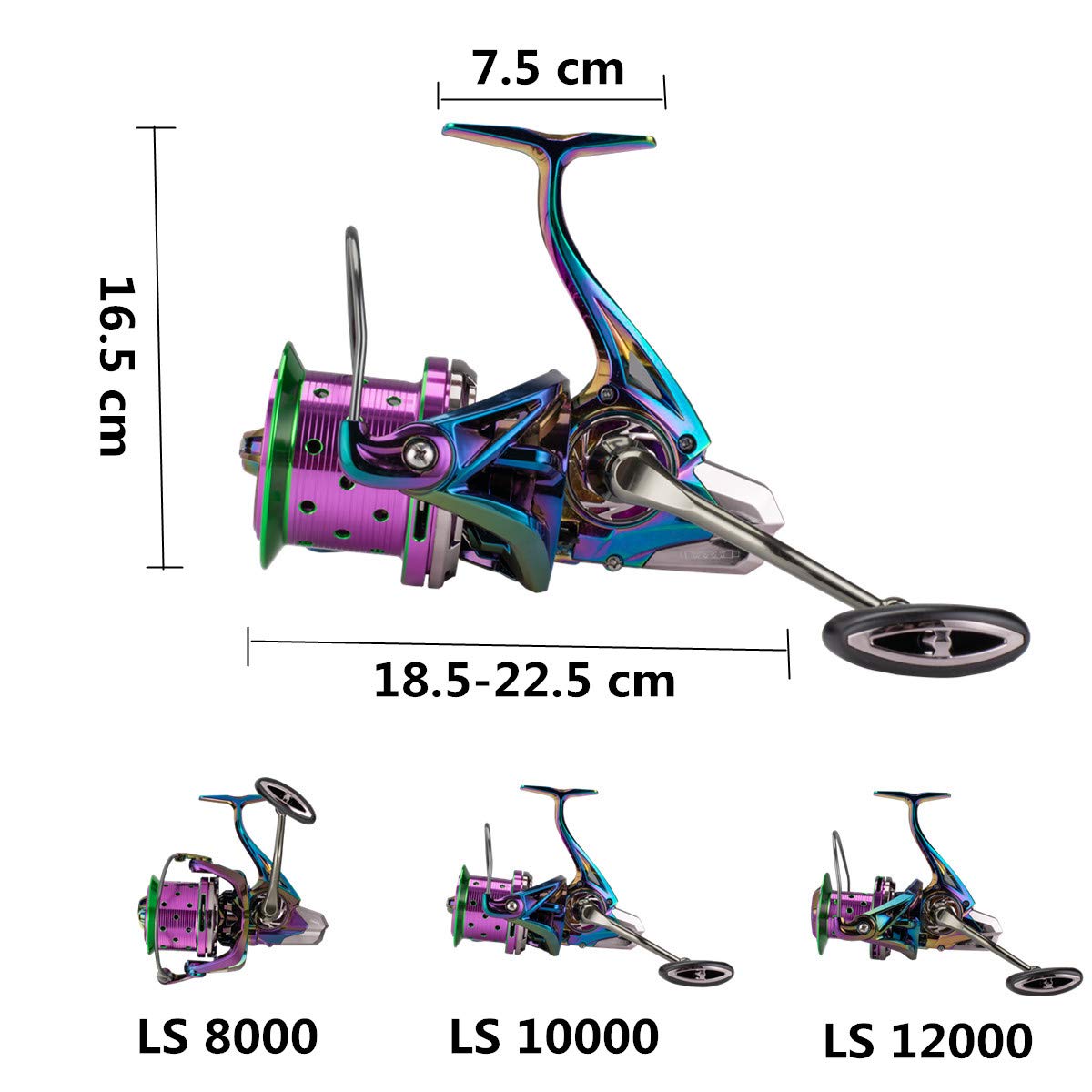 Diwa spinning reel 8000 body closeup accentuates fiber reinforced stainless steel construction.