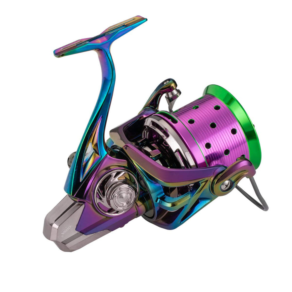 Diwa spinning reel 8000 spool-aluminum highlights braid-ready design for more line capacity.
