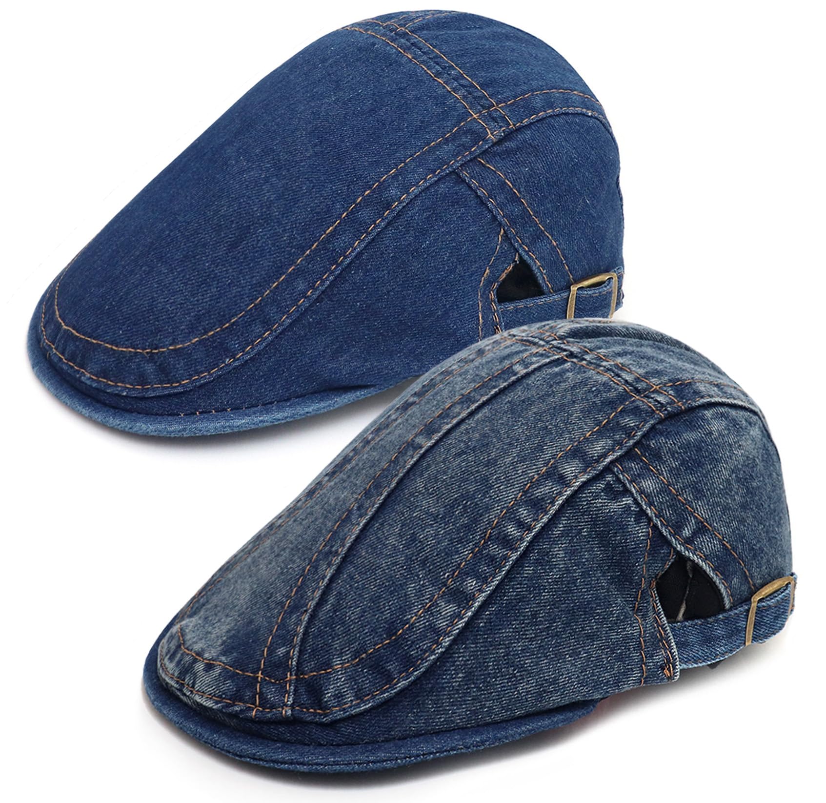 DIYDECAL Denim Newsboy Cap dark blue - front view