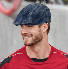 DIYDECAL Denim Newsboy Cap back view with adjustable buckle