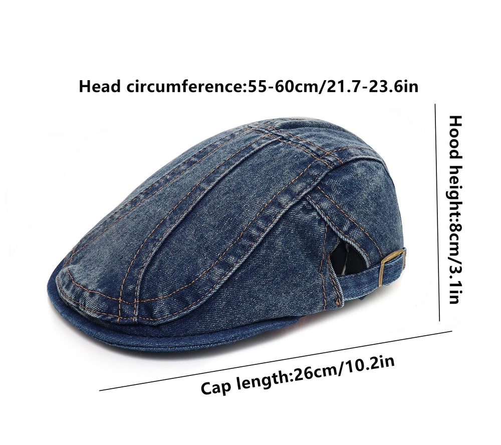 Outdoor lifestyle with denim newsboy cap in blue