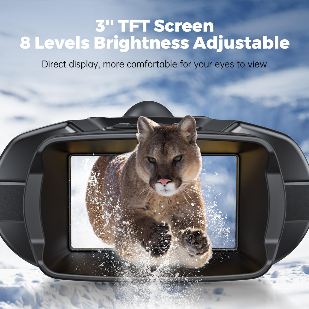 Diyimin 4K night vision binoculars with 8x zoom display in use