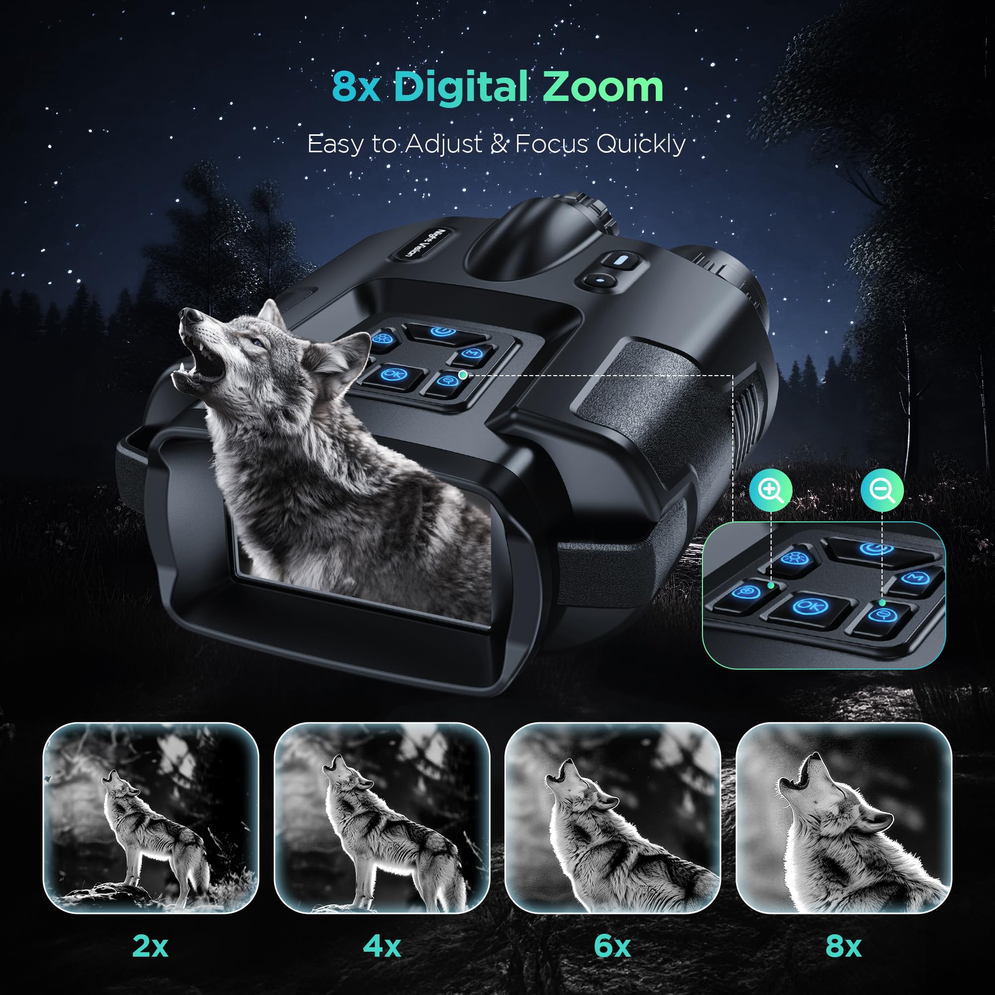 4K video capture with 8x zoom on Diyimin goggles