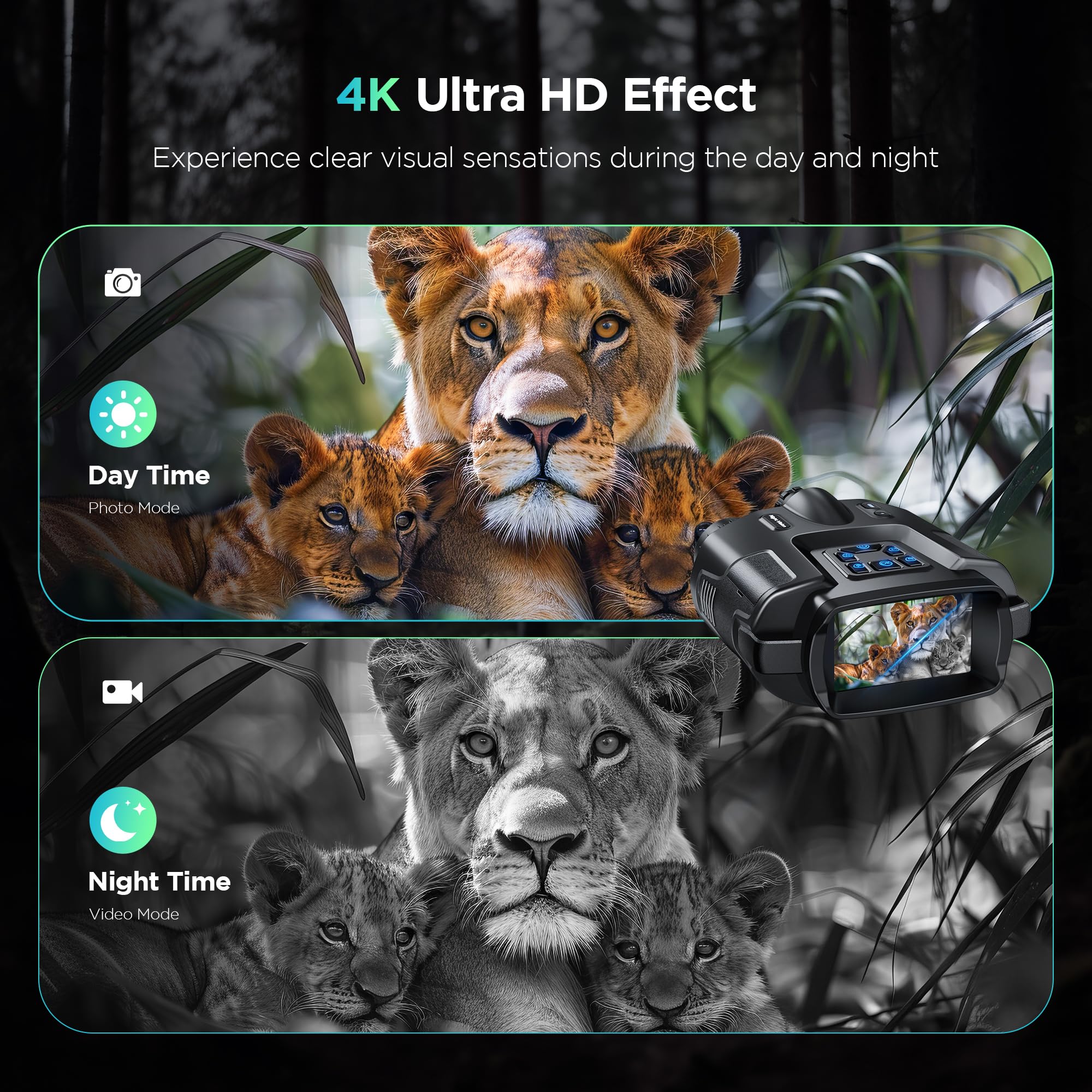 Built-in tactical flashlight on Diyimin night vision goggles