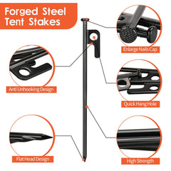 DkOvn stake holes and rope loop enable quick tie-downs.