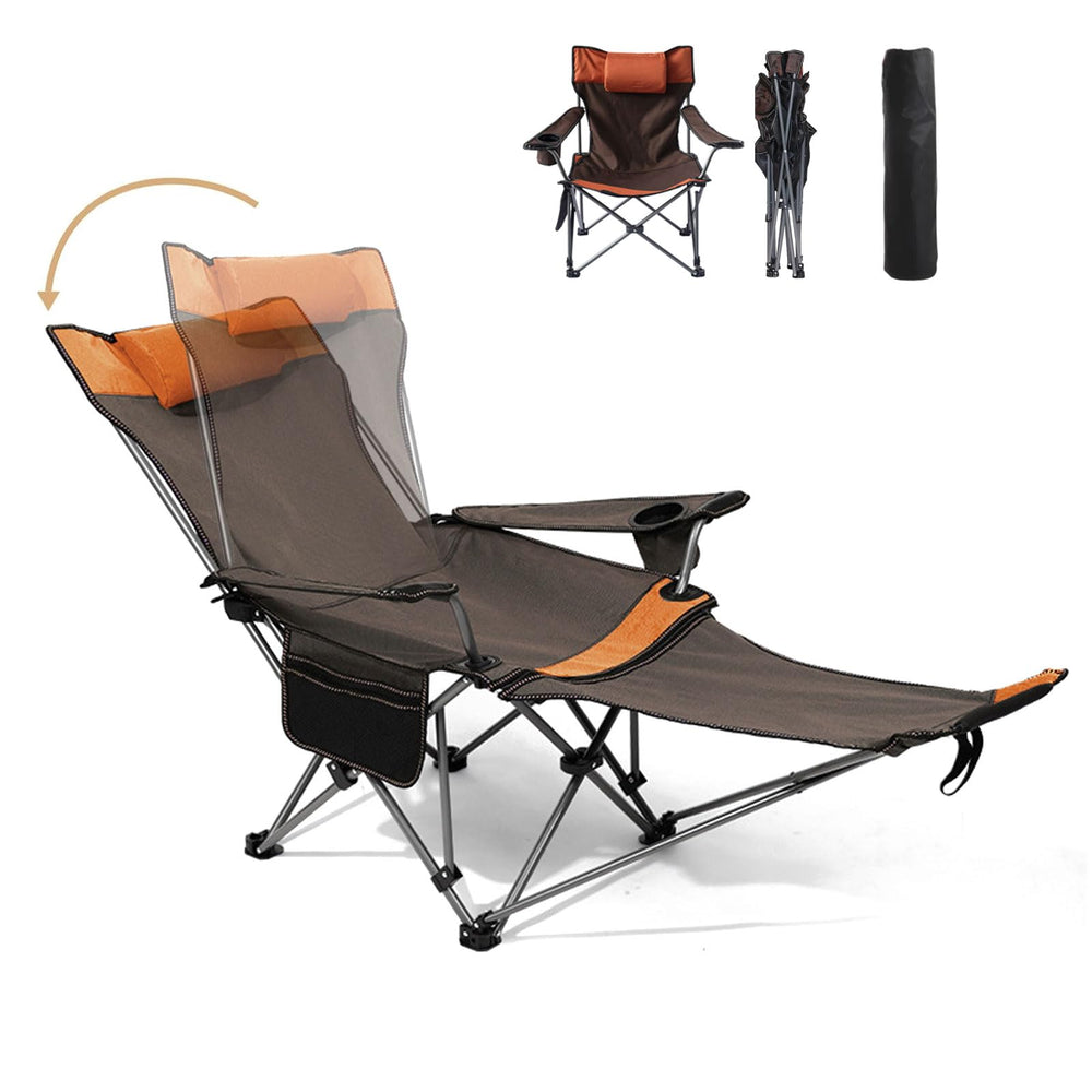 D LIAN DONG reclining camping chair with extended footrest for beach relaxation