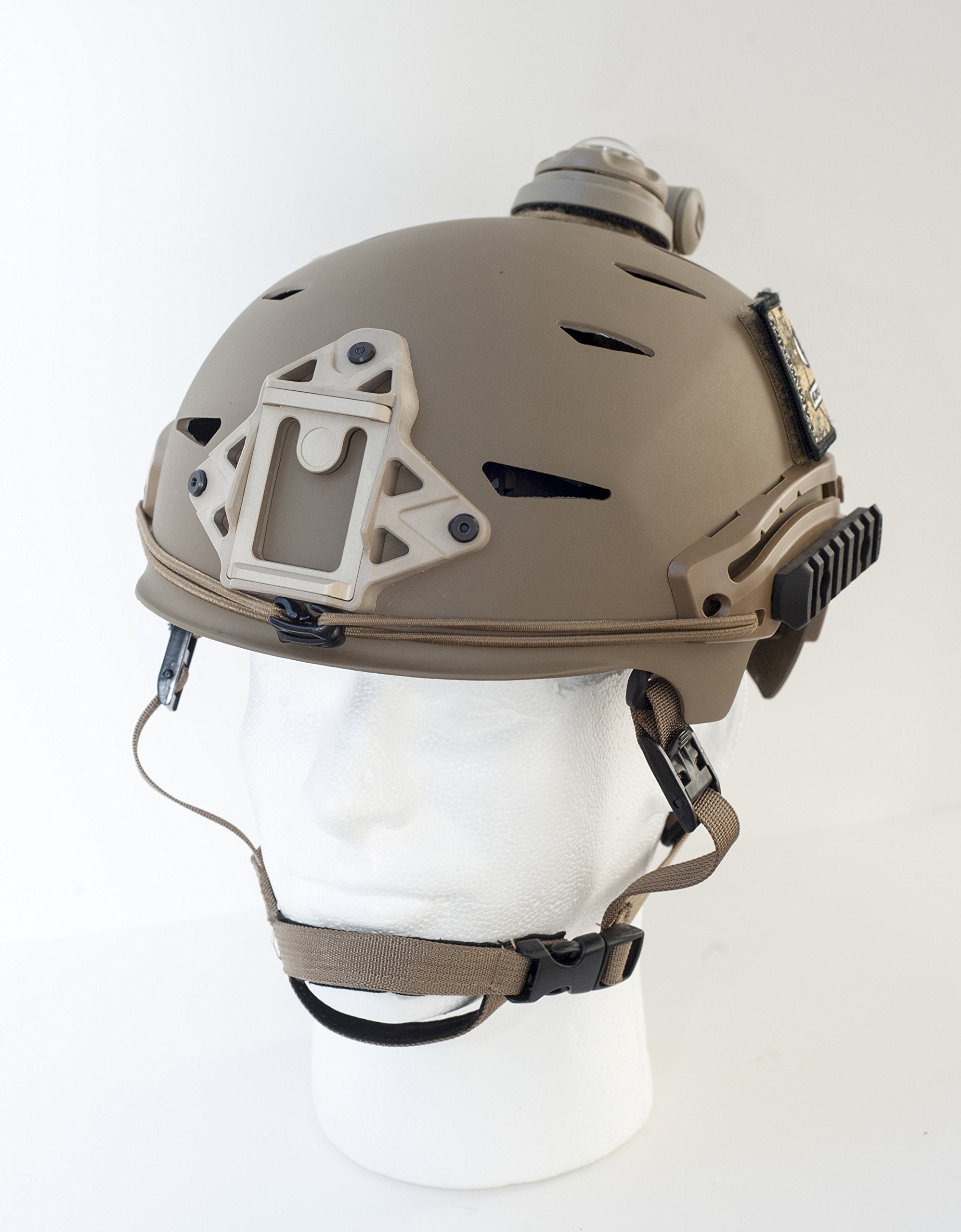 DLP Tactical 3-hole hybrid NVG shroud side view ready for NVG and headlamp adapters.