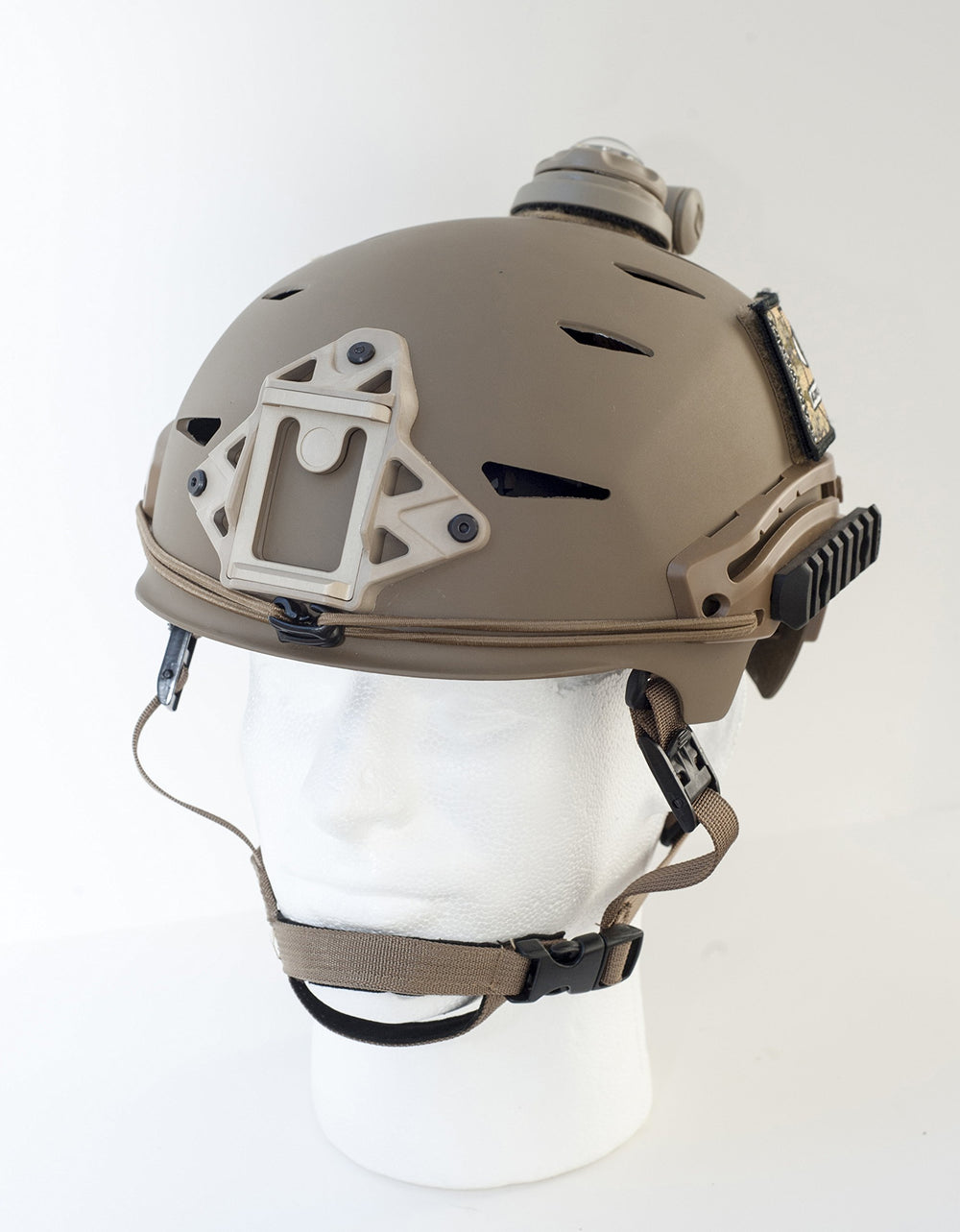 DLP Tactical 3-hole hybrid NVG shroud side view ready for NVG and headlamp adapters.