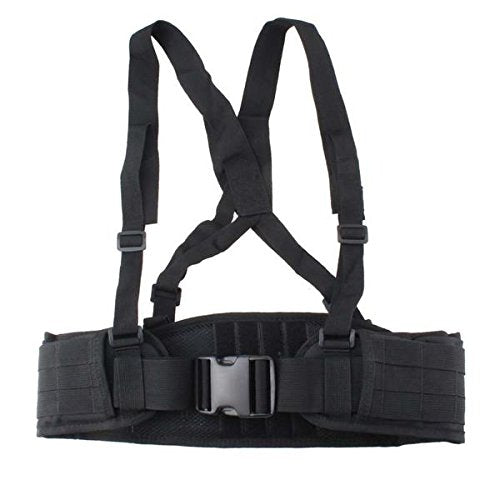 DLP Tactical MOLLE belt with suspenders showing padded back support