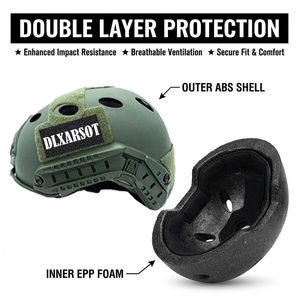 DLXARSOT tactical helmet ventilation holes keep air circulating for cooling.