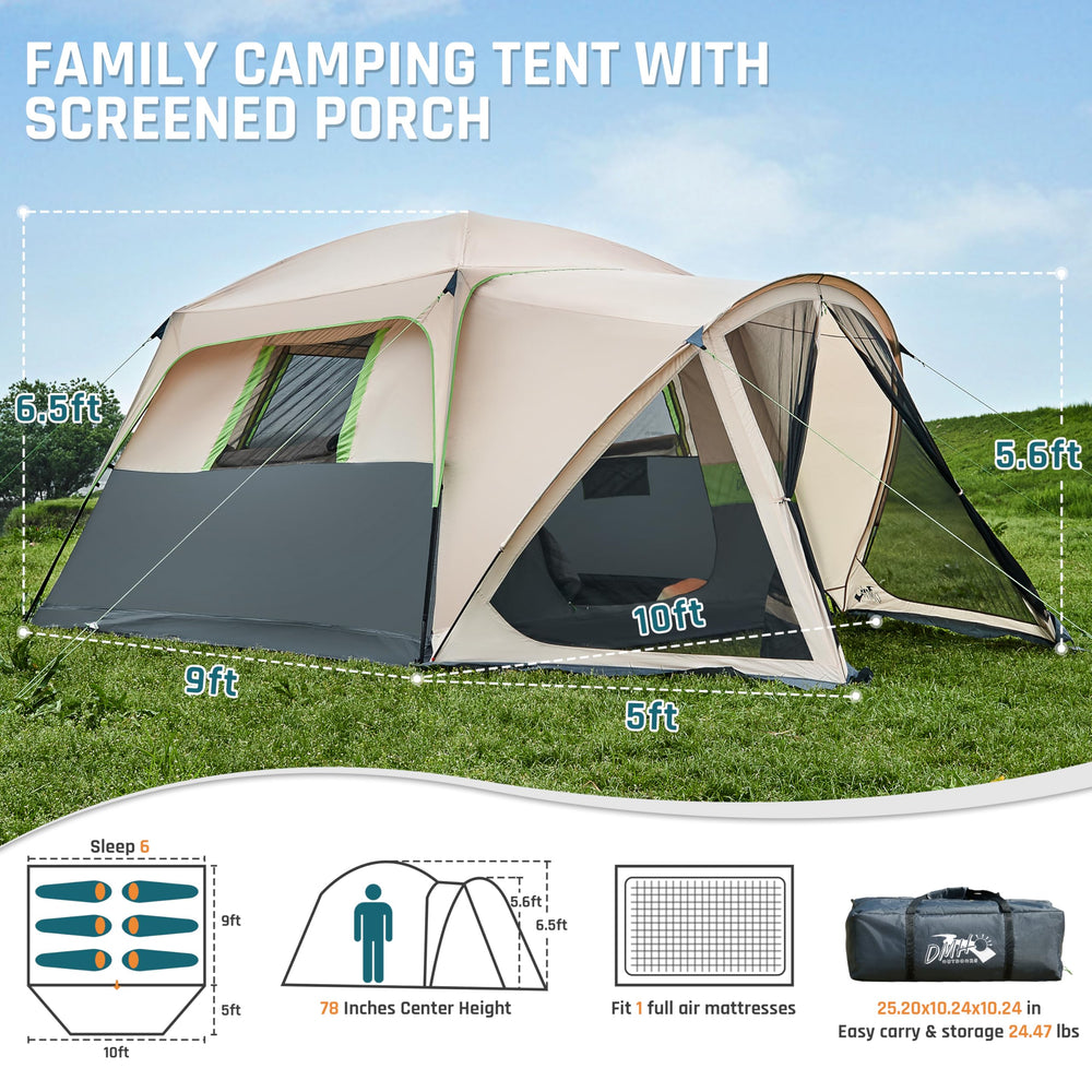 DMH Outdoors 6-person tent E-Port access enables device charging inside