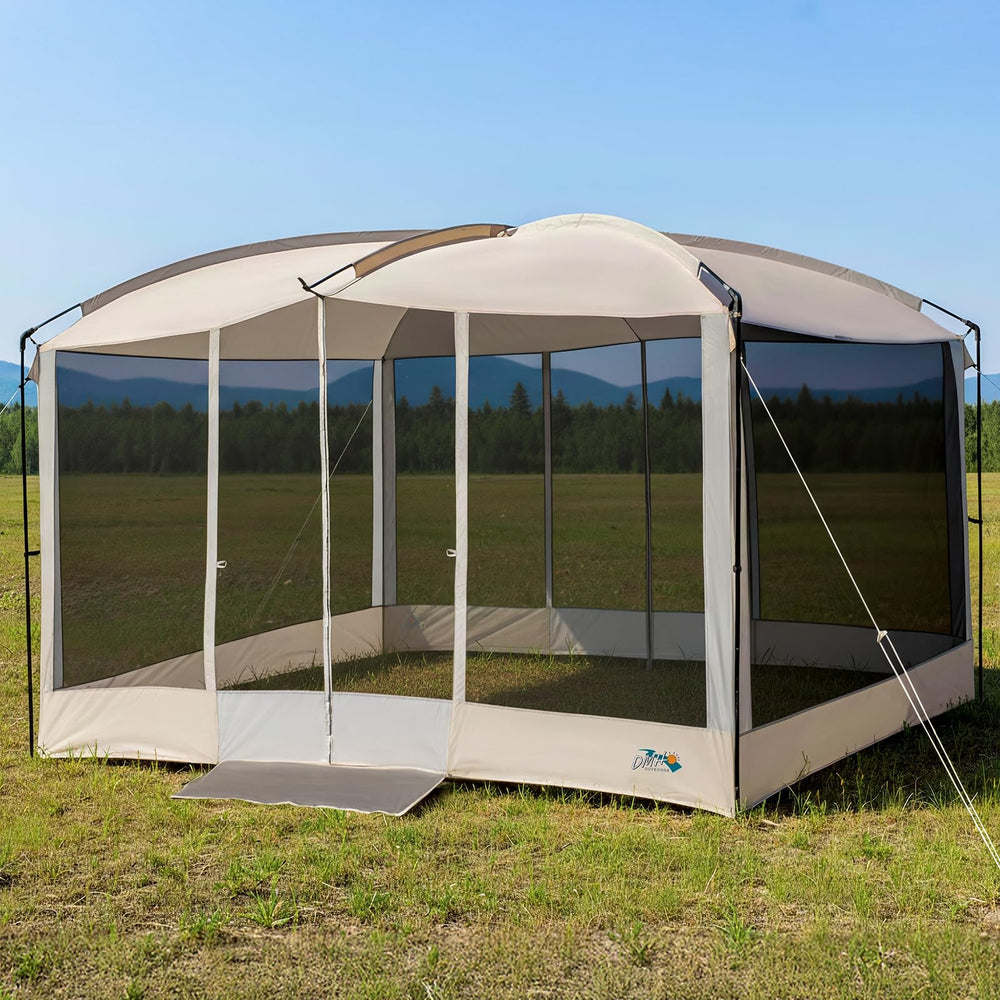DMH OUTDOORS screen house tent beige front view for spacious outdoor shade