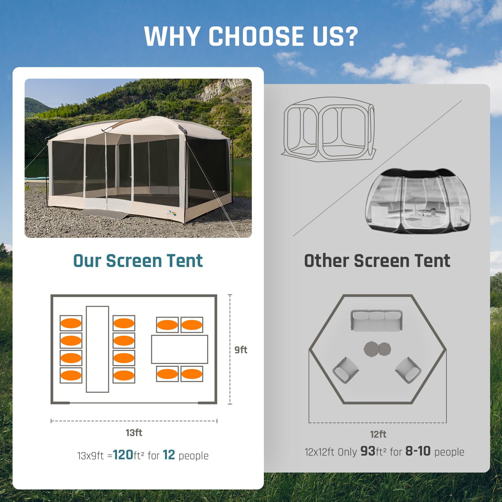 DMH OUTDOORS screen house tent beige projection screen for outdoor movie nights