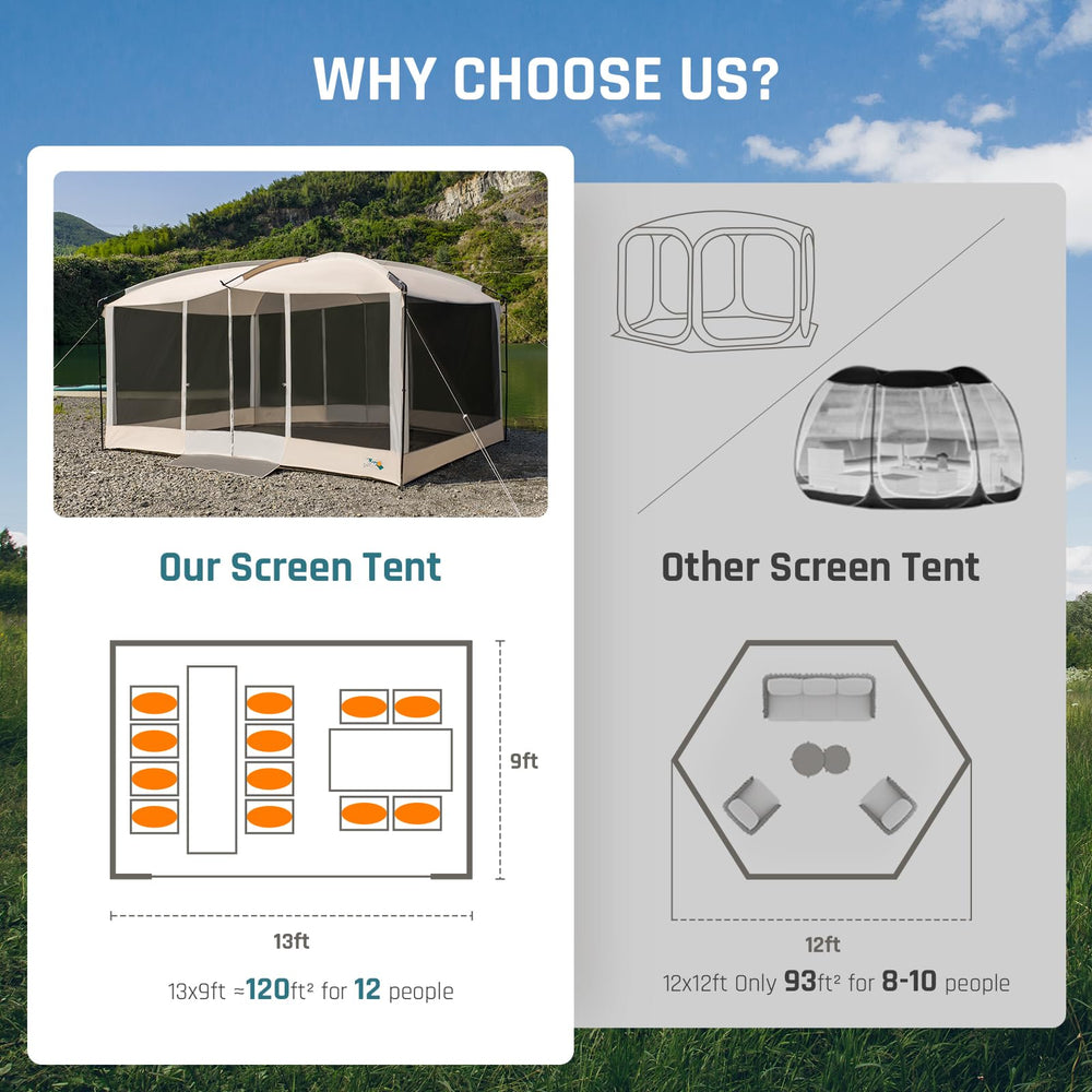 DMH OUTDOORS screen house tent beige projection screen for outdoor movie nights