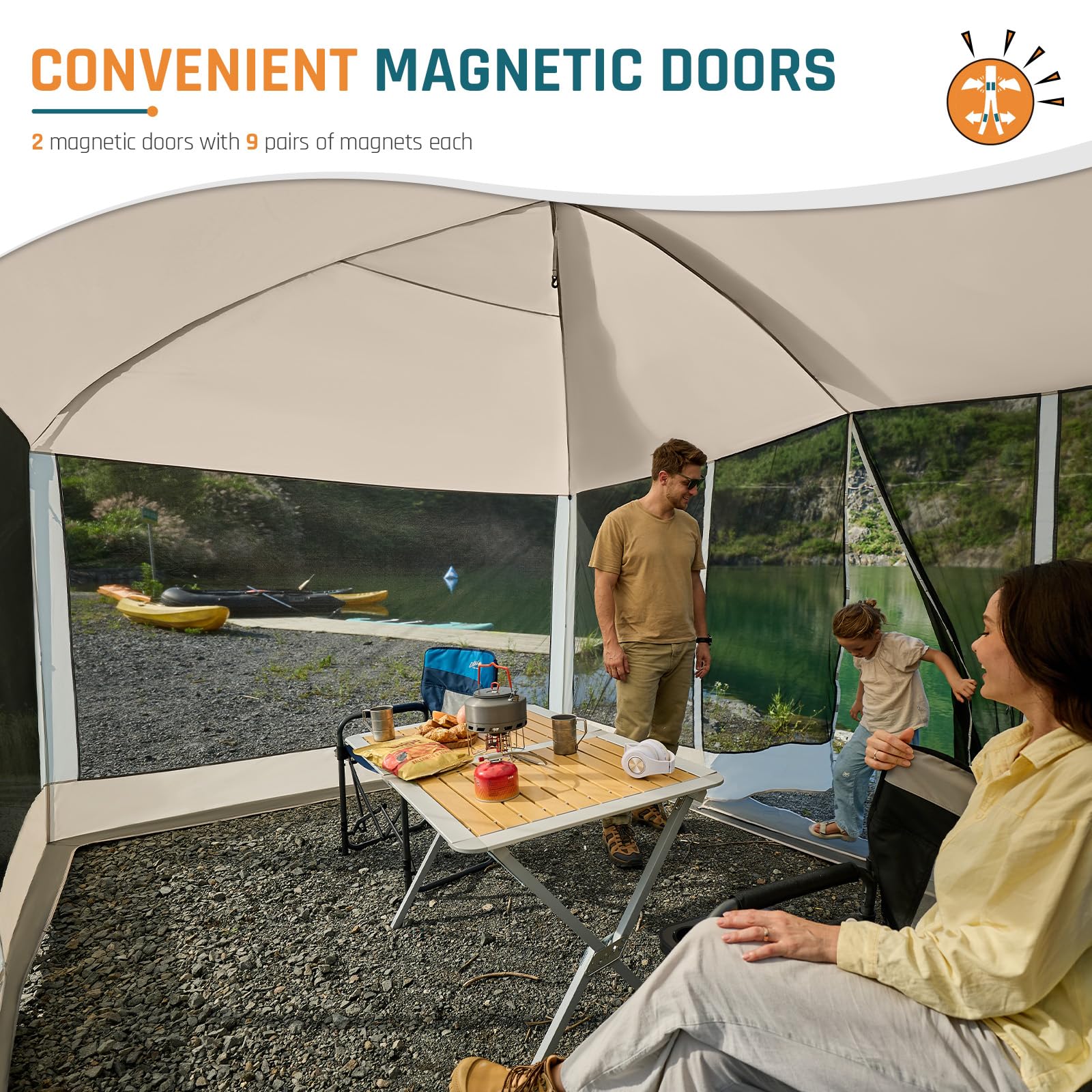 DMH OUTDOORS screen house tent beige all-around mesh for fresh air and ventilation