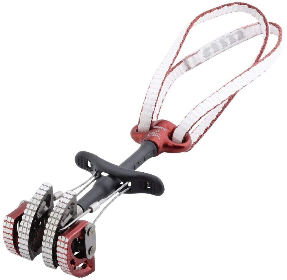 DMM Dragon Cams triplegrip lobes for stronger holds on challenging rock surfaces.