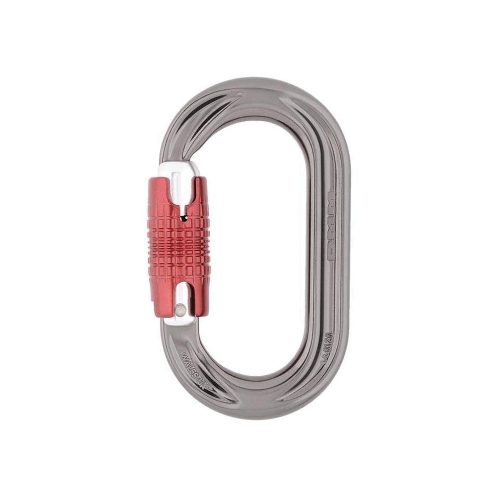 The DMM PerfectO KwikLock carabiner close-up for easy one-handed clipping.