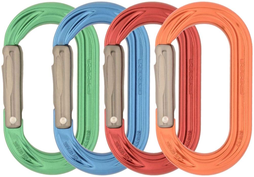 DMM Perfecto straight gate carabiner in four colors for quick ID and snag-free clipping