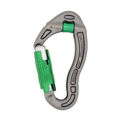 DMM Revolver LS carabiner, gunmetal with green gate, front view showing the sturdy clip area.