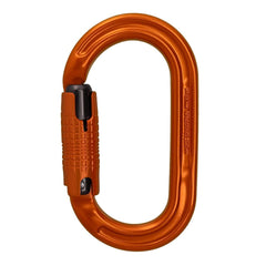 DMM Ultra O Locksafe orange in-use demonstrates auto-locking gate for secure climbs