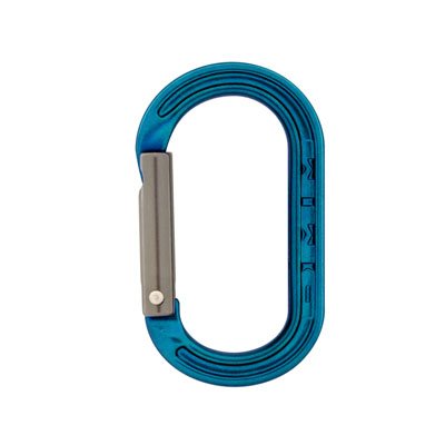 DMM XSRE purple carabiner, side view, lightweight and versatile for climbing setups.
