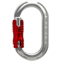 DMM XSRE unisex Locksafe karabiner in silver-red for lightweight, secure gear attachment