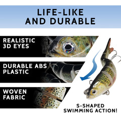 DMSE swimbait with internal rattle attracts predators with sound.