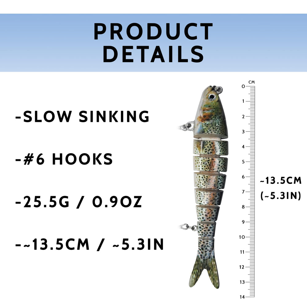 DMSE lifelike swimbait delivers slow sinking action for versatile fishing.