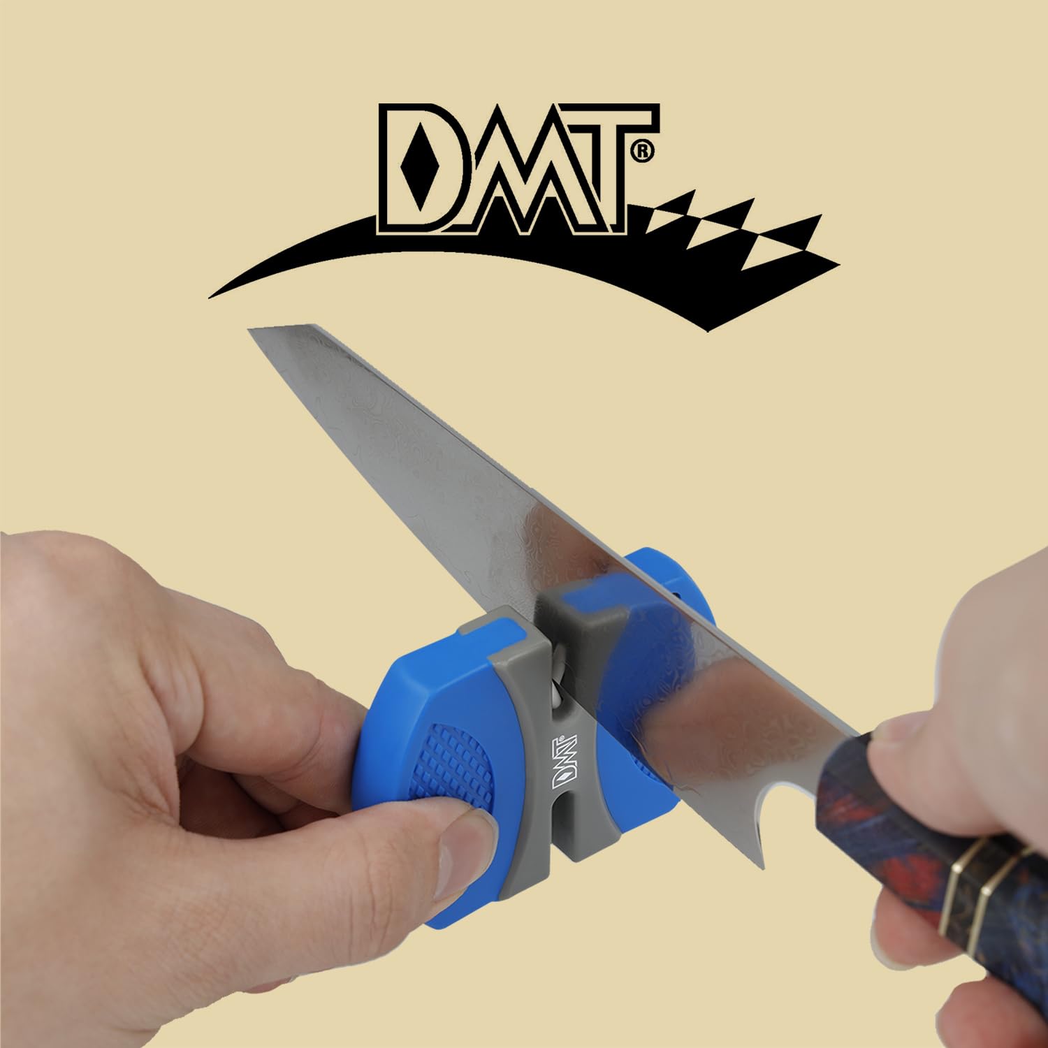 DMT EdgeSharp in-use outdoors demonstrates portable sharpening